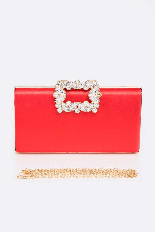Empress Metallic Clutch with Crystal Buckle
