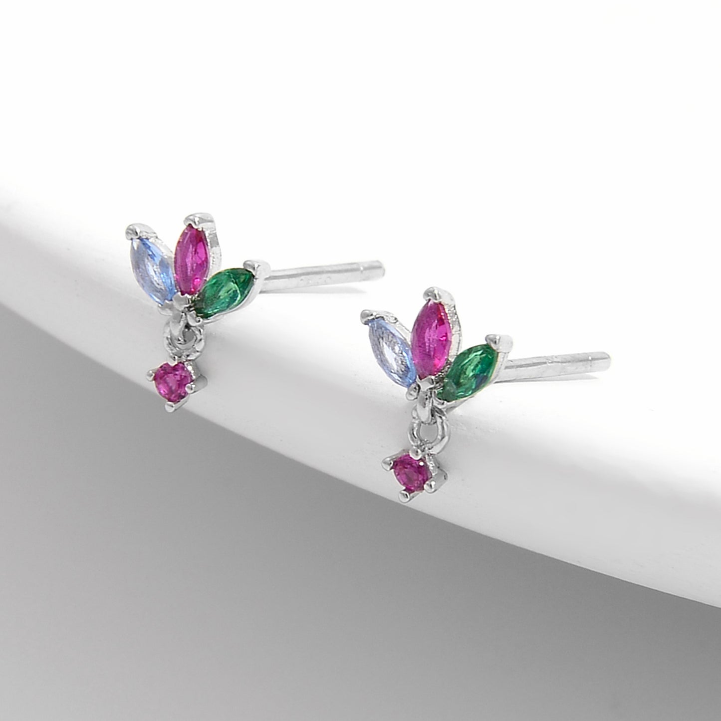 Inlaid Zircon S925 Geometric Stud Earrings