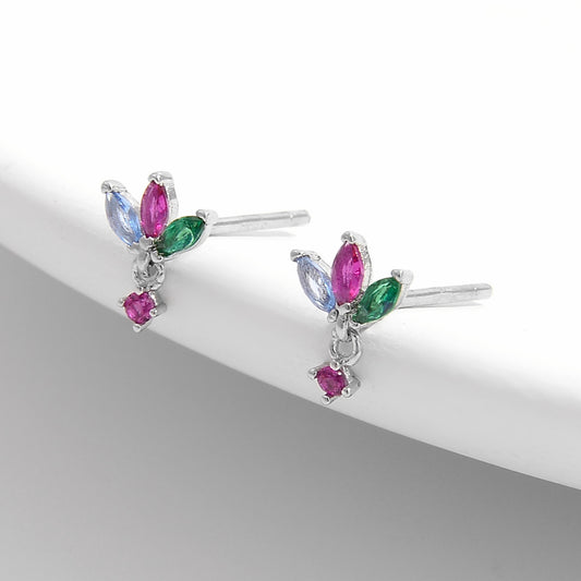 Inlaid Zircon S925 Geometric Stud Earrings