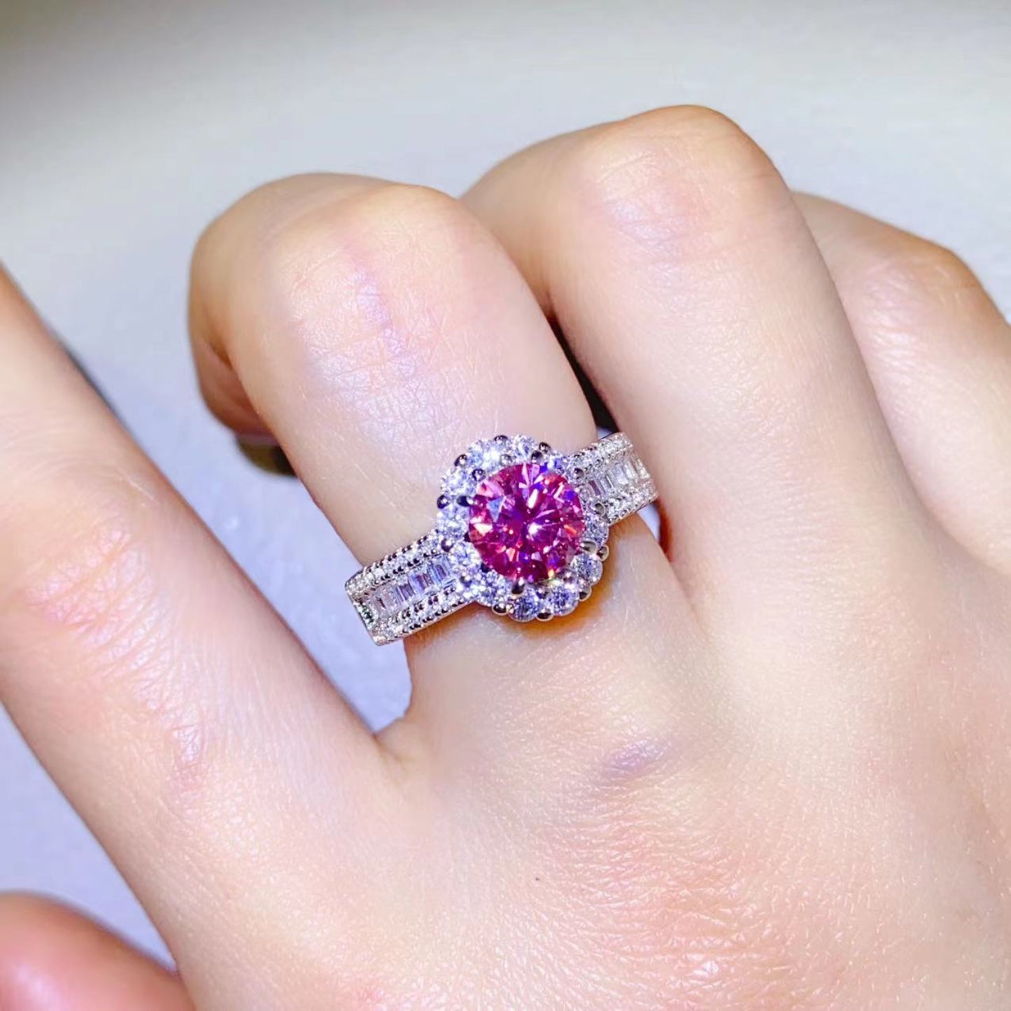 Think Pink Moissanite Zircon Ring