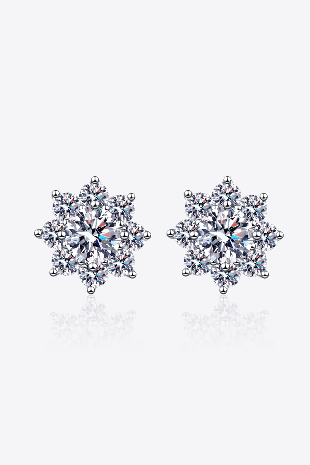 1K Moissanite 925 Sterling Silver Flower Earrings