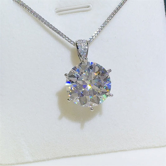 Holy Grail 10 Carat Moissanite Pendant Necklace 925 Sterling Silver Platinum Plated