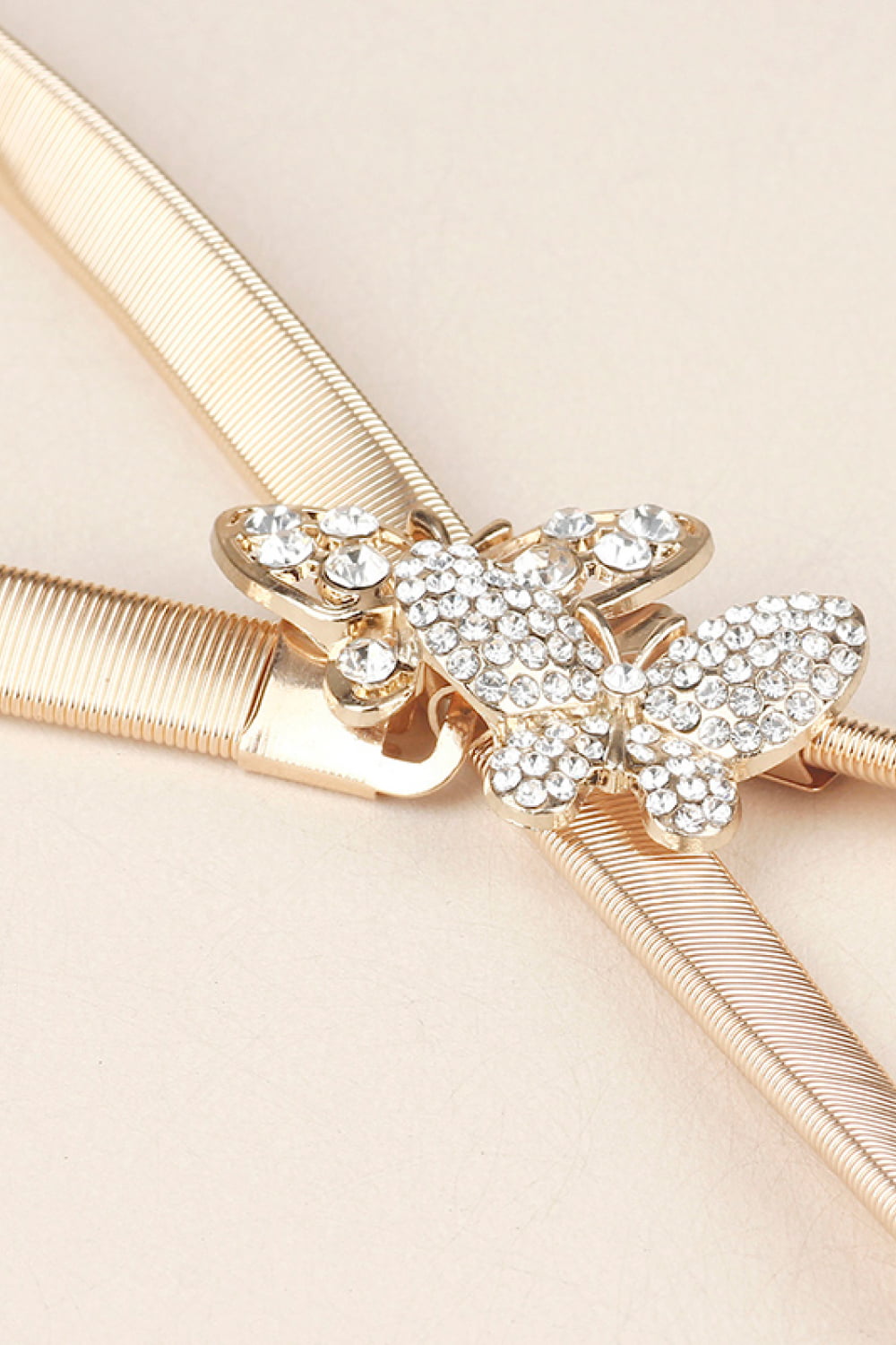 Mariposa & Rhinestone  Elastic Metal Belt
