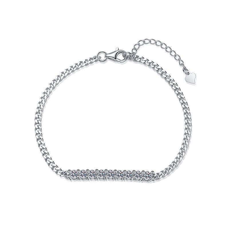 Modern Tennis Bar Bracelet S925 Moissanite