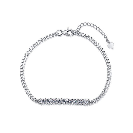 Modern Tennis Bar Bracelet S925 Moissanite