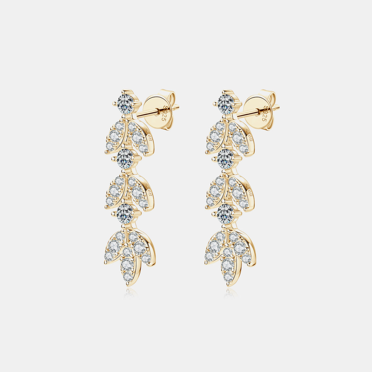 Leaflet Moissanite Earrings in 925 Sterling Silver