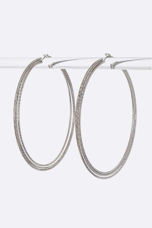 Triple Layer Textured Hoop Earrings