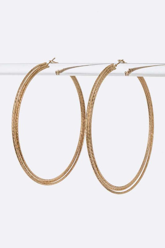 Triple Layer Textured Hoop Earrings