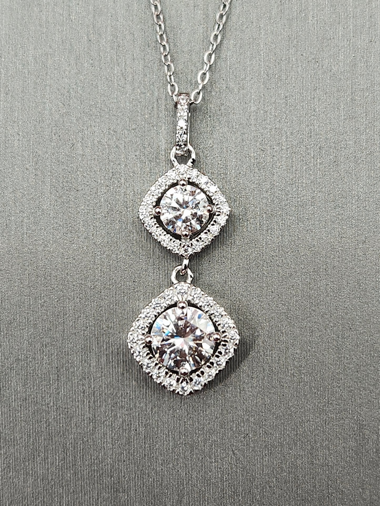 Exquisite Duo Moissanite Pendant Necklace
