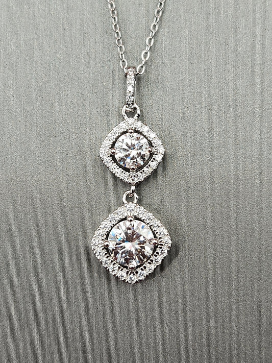 Exquisite Duo Moissanite Pendant Necklace