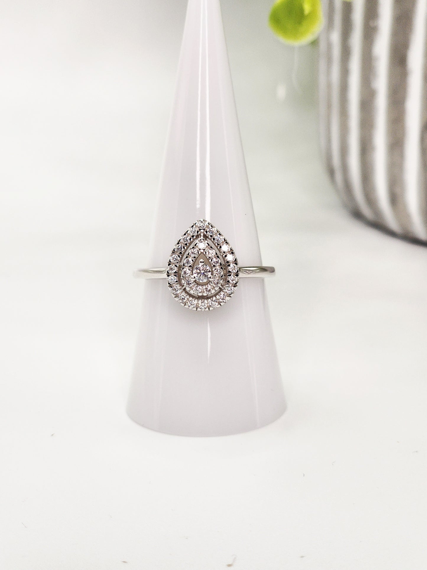 Shimmering Pear Shape Moissanite Ring