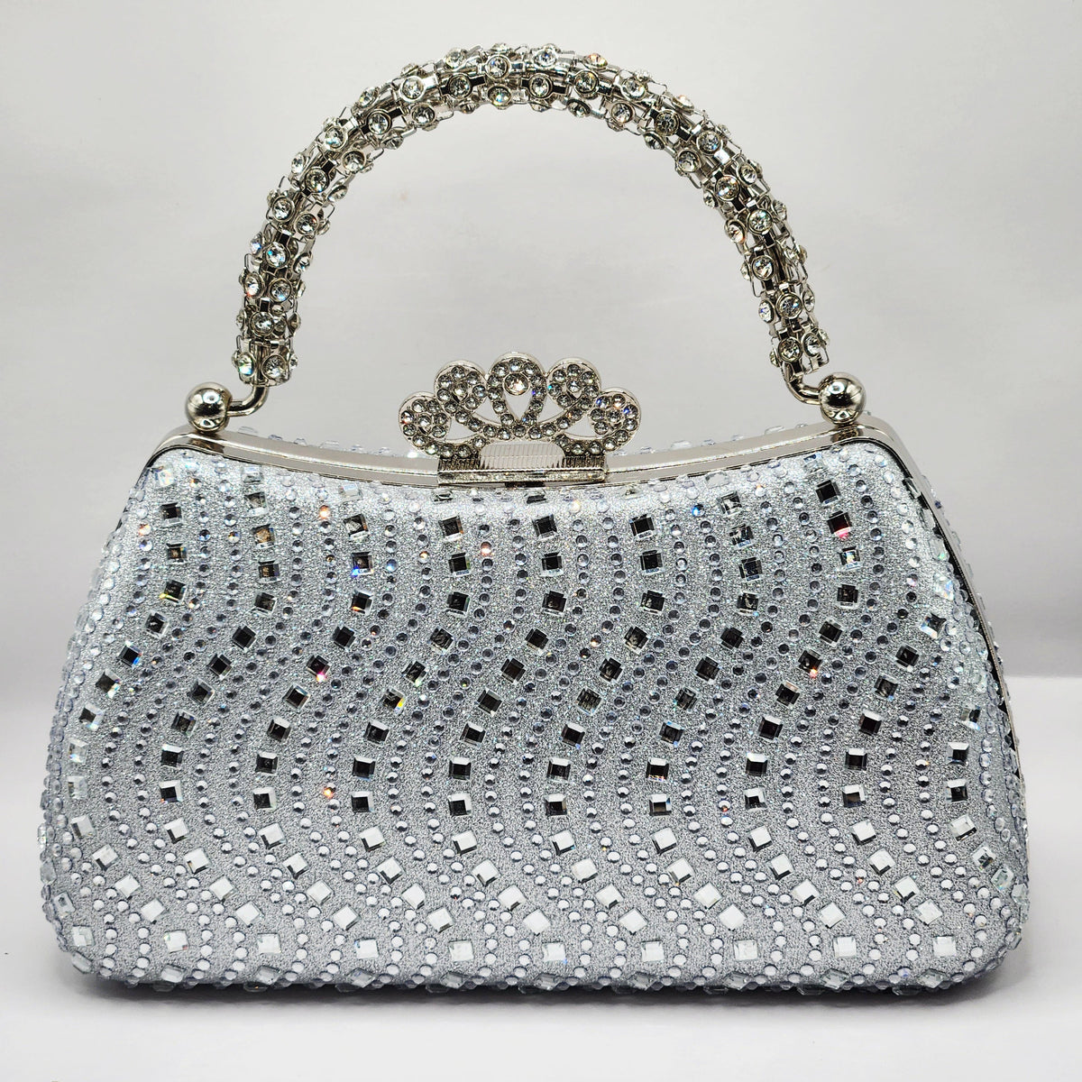 Silver Starlight Crystal Evening Clutch
