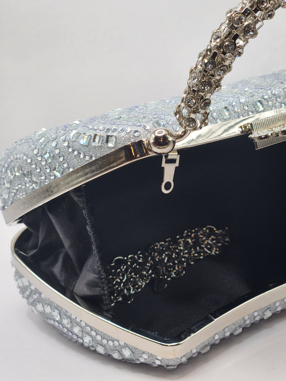 Silver Starlight Crystal Evening Clutch