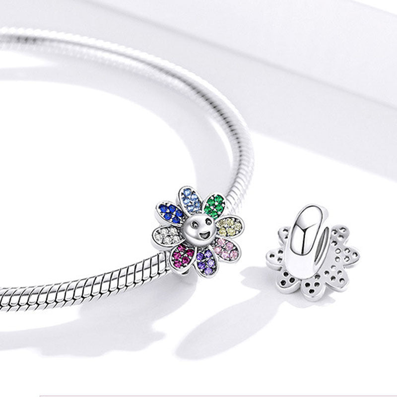 S925 Sterling Silver Happy Flower Bracelet Charm