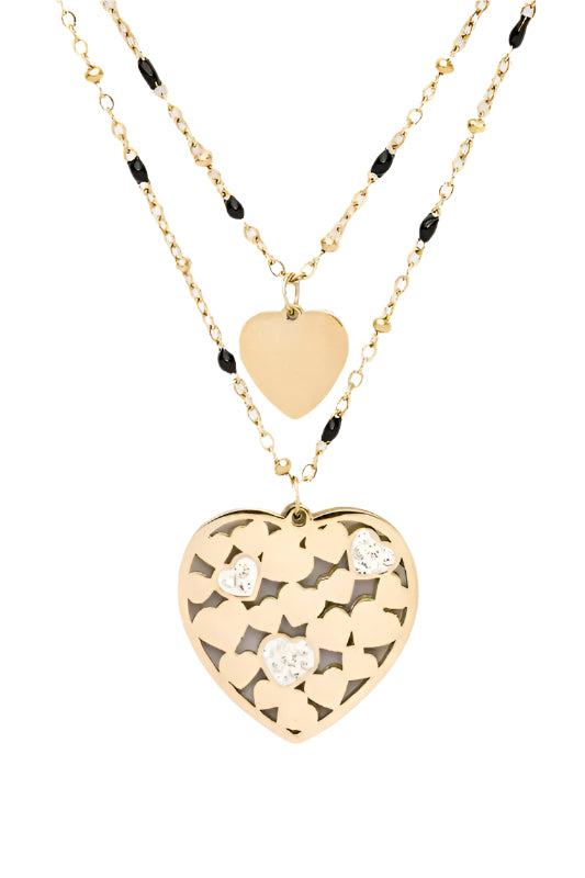 Sweetheart Stack Necklace with Cubic Zirconia