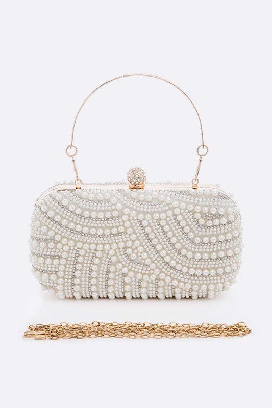 Pearl Allure Box Clutch Handbag