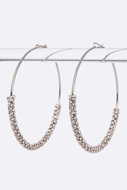 Dazzling Disco 70mm  Rhinestone Hoop Earrings