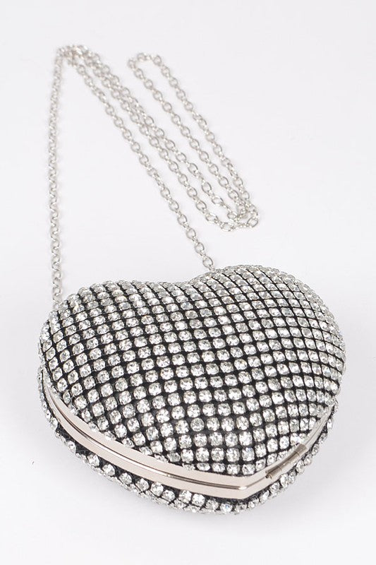 Rhinestone Romance Heart Clutch