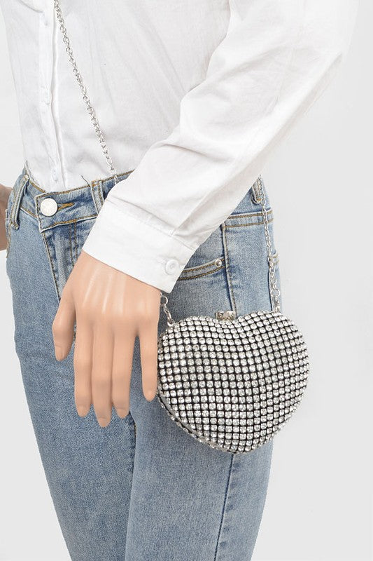 Rhinestone Romance Heart Clutch