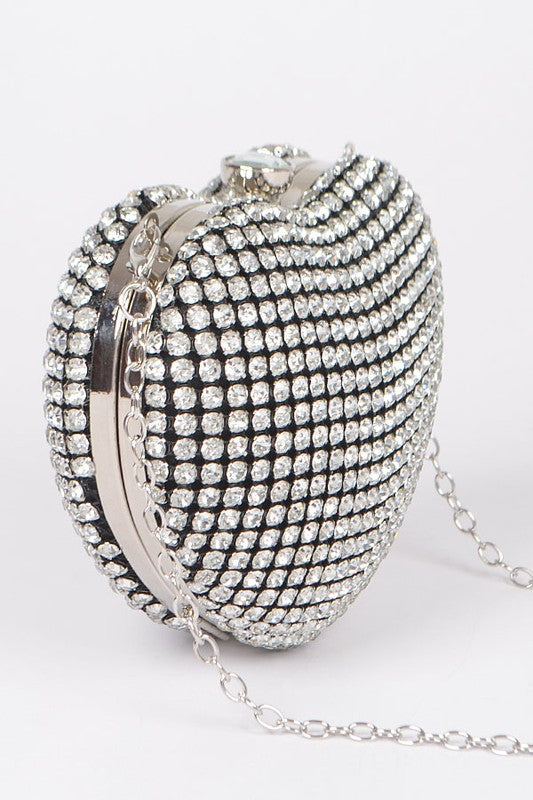 Rhinestone Romance Heart Clutch