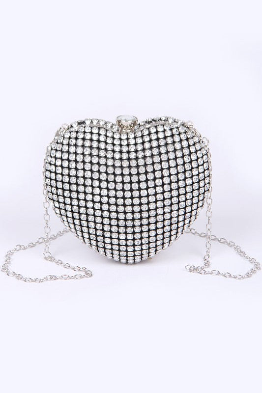 Rhinestone Romance Heart Clutch