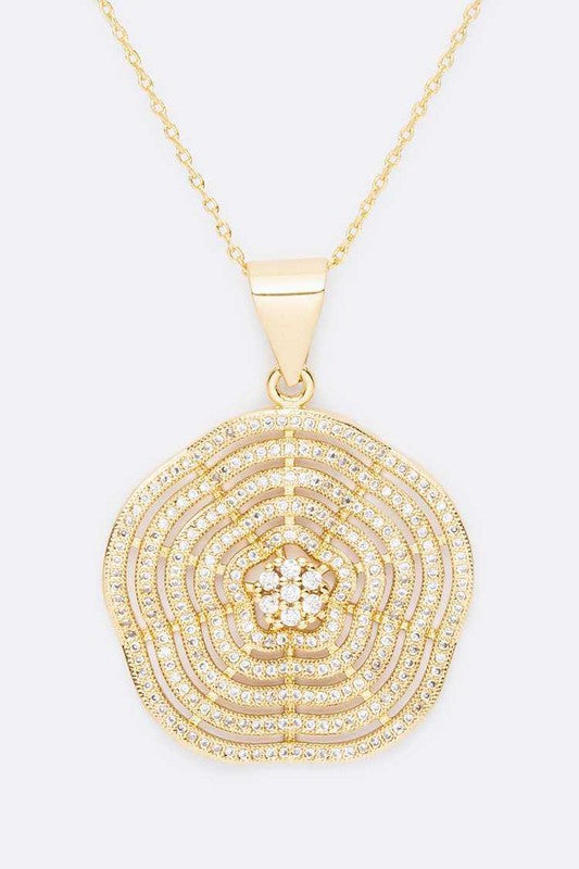 Starlit Bloom Cubic Zirconia Pendant Necklace Set