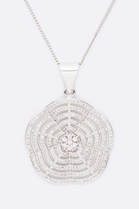 Starlit Bloom Cubic Zirconia Pendant Necklace Set