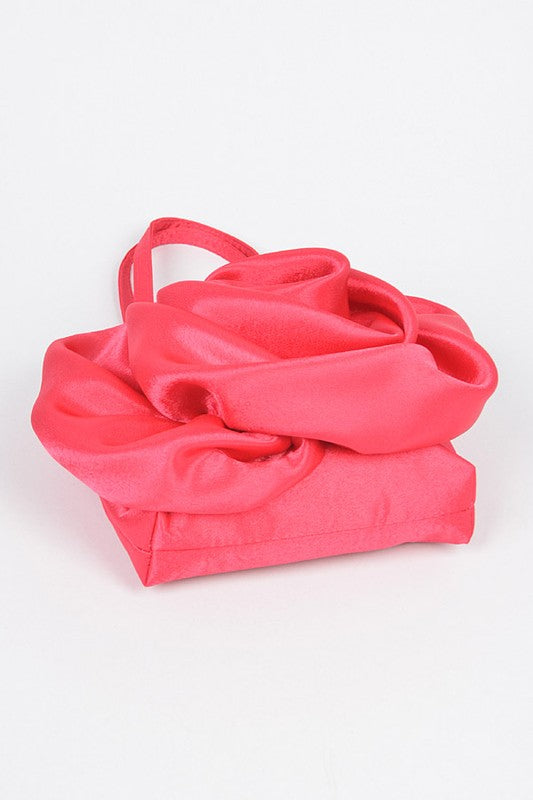 Satin Rosette Top Handle Handbag