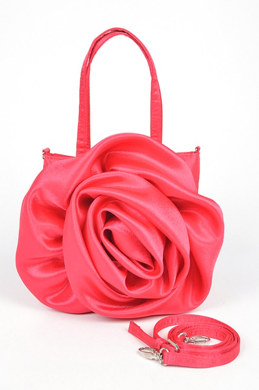 Satin Rosette Top Handle Handbag
