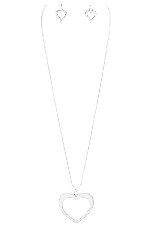 Open Heart Pendant Necklace Set