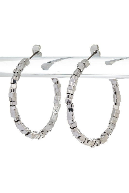 Jagged Edge Textured Hoop Earrings