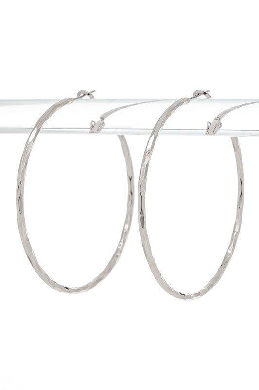 Cutting Edge Textured Hoop Earrings