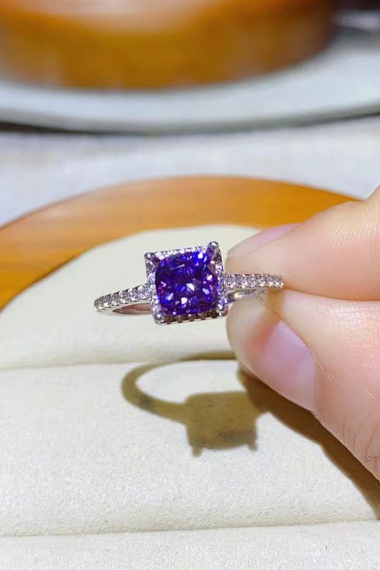 Majestic Violet Haze Moissanite Platinum-Plated Ring
