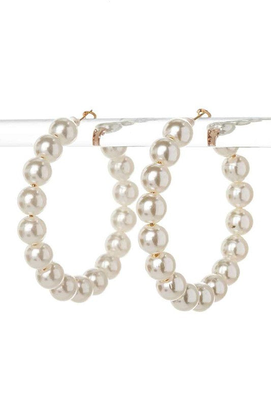 Ivory Pearl Hoop Earrings