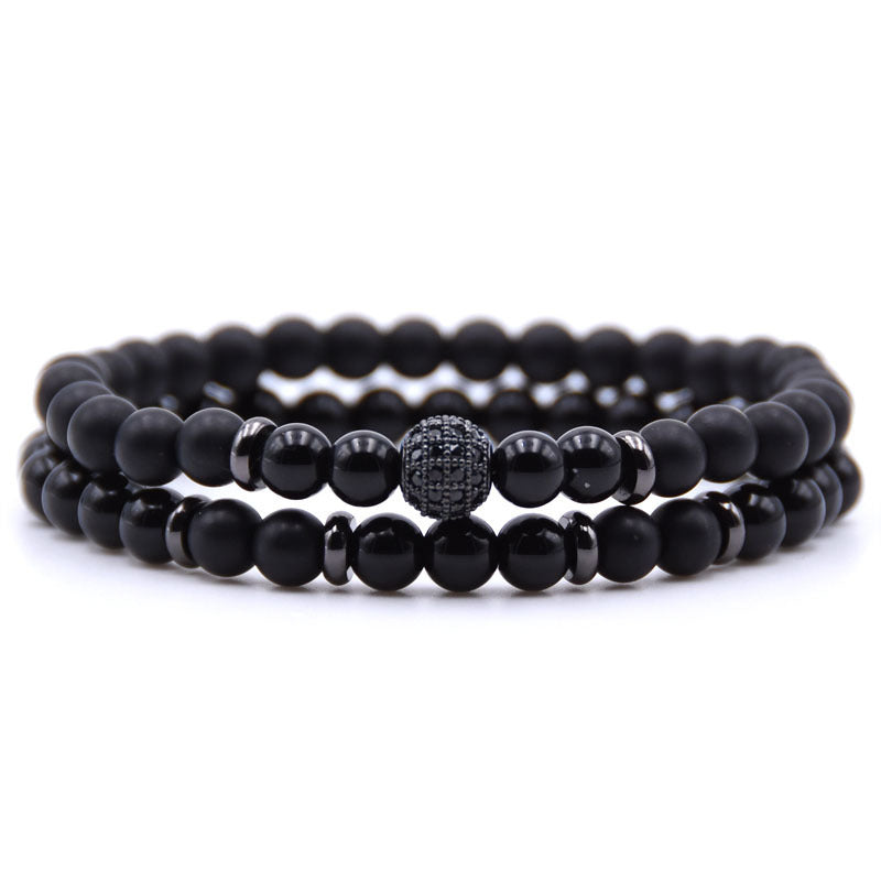 6mm Natural Stone Bracelet with Inlaid Zircon