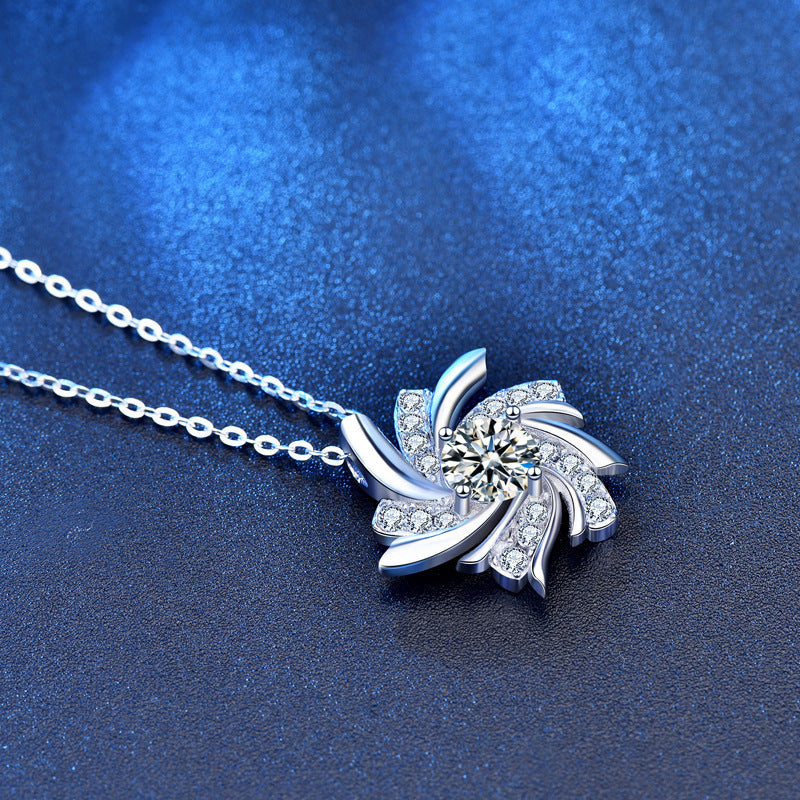 S925 Sterling Silver Pinwheel Necklace