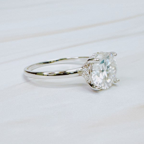 Bold Brilliance Halo Solitaire Moissanite Ring