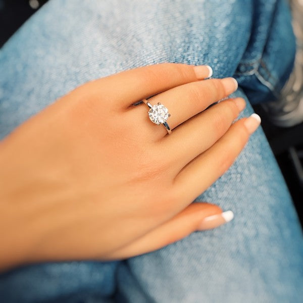 Bold Brilliance Halo Solitaire Moissanite Ring
