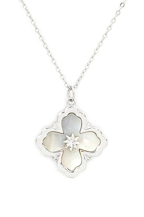 Mother of Pearl Clover Pendant Necklace
