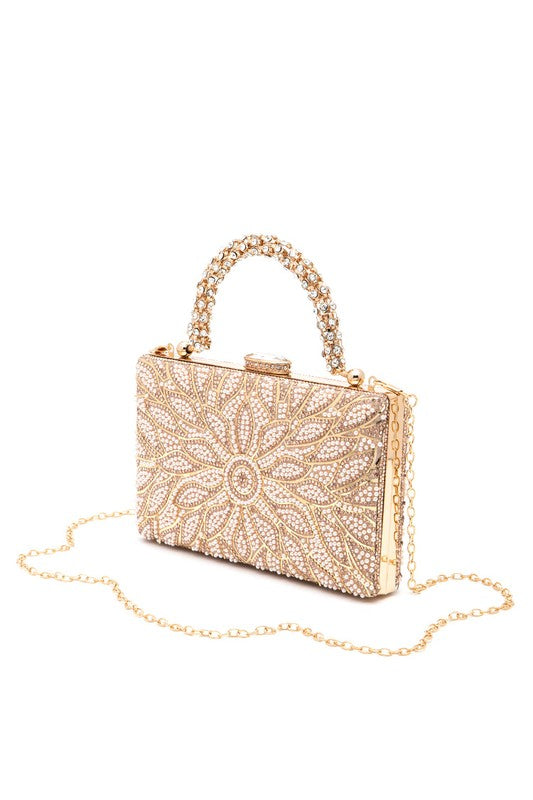 Pearl & Rhinestone Leaflet Handle Clutch