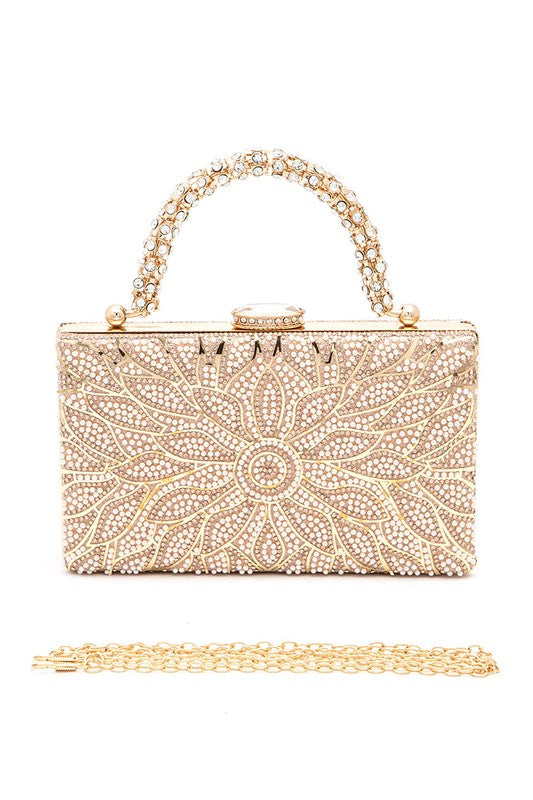 Pearl & Rhinestone Leaflet Handle Clutch