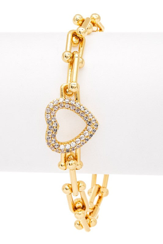 Heart Charm Paperclip Bracelet