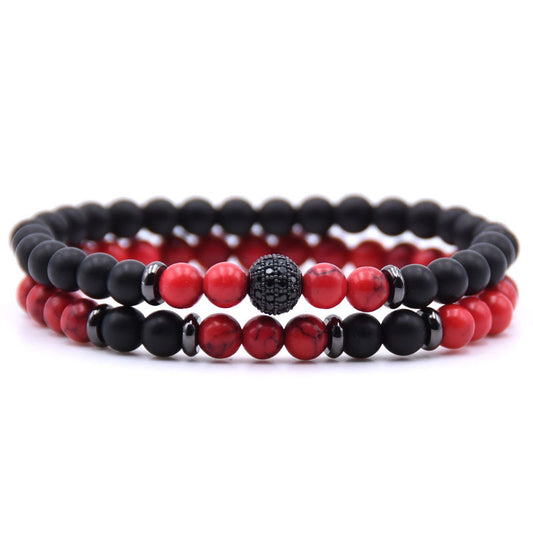 6mm Natural Stone Bracelet with Inlaid Zircon