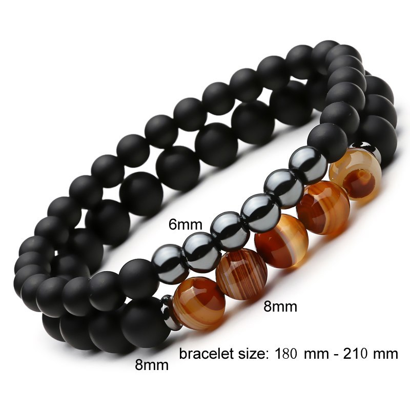Black Mantra 2 piece Natural Stone Bracelet