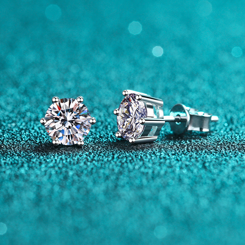 Classic Six-claw Stud Moissanite Earrings