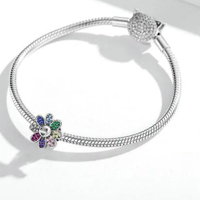 S925 Sterling Silver Happy Flower Bracelet Charm