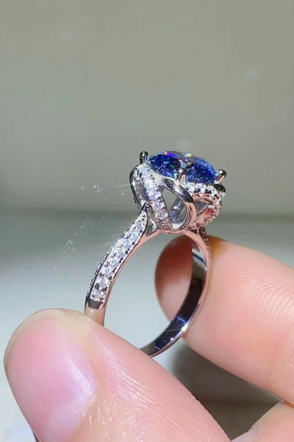Aurora Sky Moissanite & Platinum Plated Ring