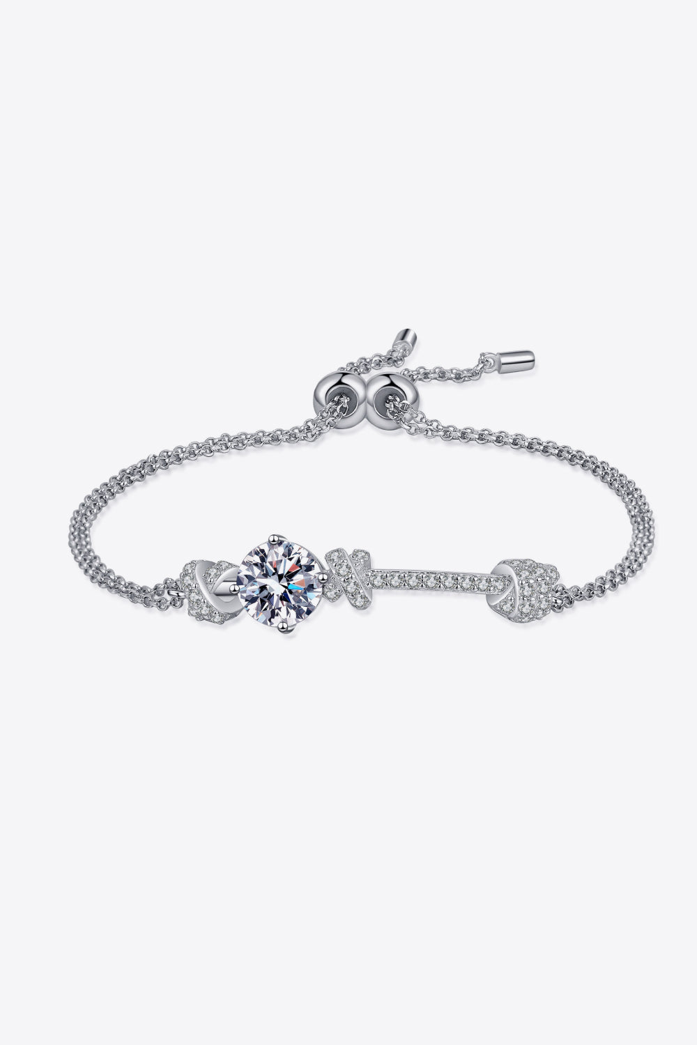 Minimalist Charm Bracelet 2K Moissanite in 925 Sterling Silver