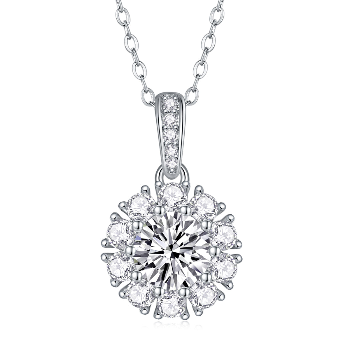 Midnight Blossom Necklace -  1K Moissanite S925 and Platinum Plating