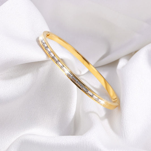 Charm & Dazzle Baguette Crystal Hinged Bangle Bracelet